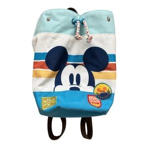 DISNEY Retro Camp Mickey Mouse Round Bottom Multicolor ParkVacation Bag Backpack